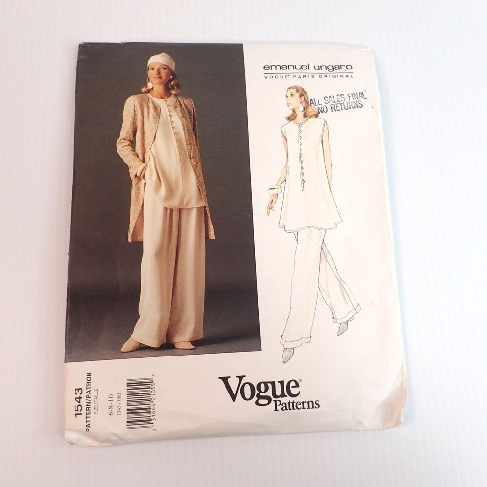 Vtg Vogue Emanuel Ungaro Paris Original Sewing Pattern 1543 SZ 6 8 10 UNCUT FF